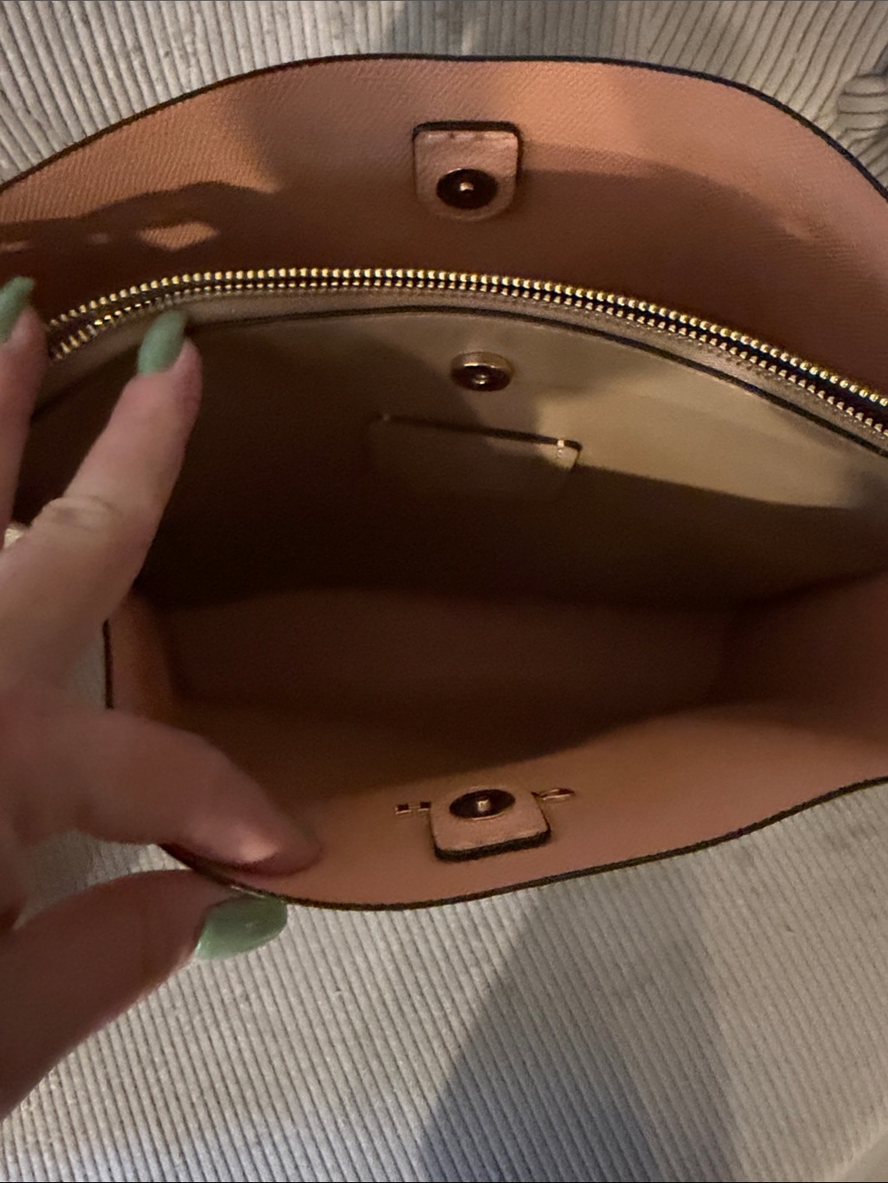 Coach Beige Signature Canvas Shoulder Bag with White Strap - Picture 3 of 6